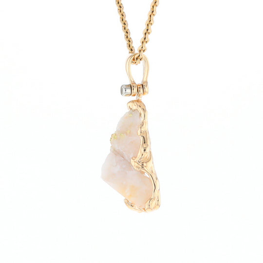 Rough gold Quartz Freeform Pendant