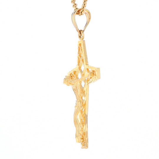 Gold Mesh Crucifix Pendant