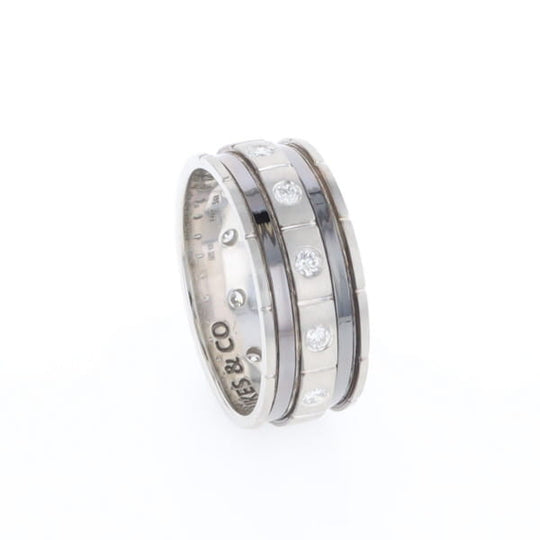 Contemporary Men's Comfort Fit Wedding Band With Diamonds