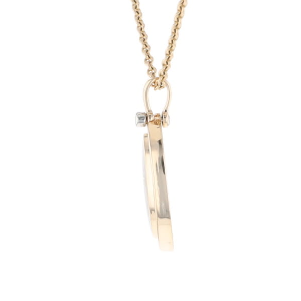 Gold Quartz Necklace .37ctw Halo Diamond Oval Inlaid Pendant
