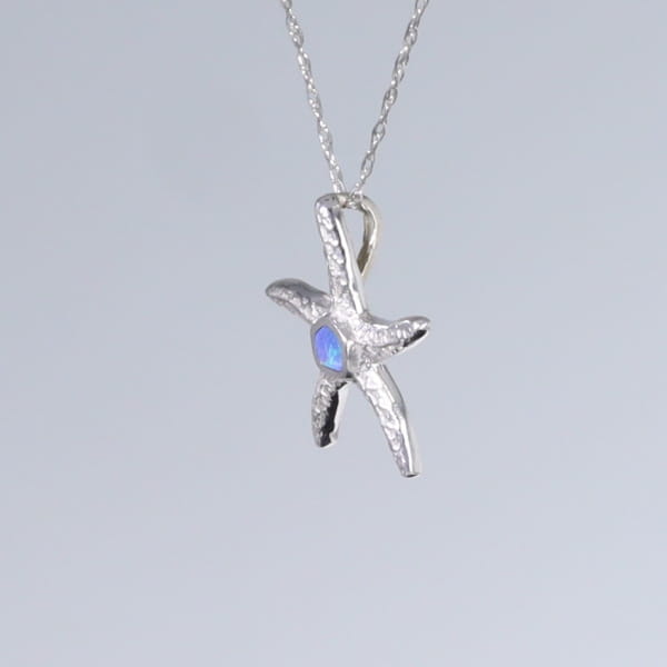 Opal Pendant Inlaid Realistic Star Fish Design