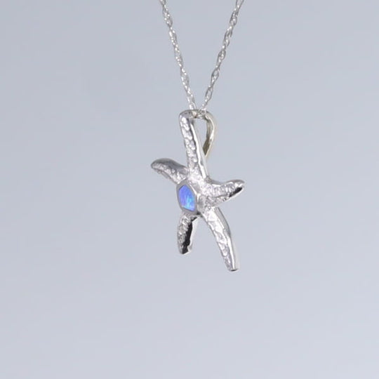 Opal Pendant Inlaid Realistic Star Fish Design