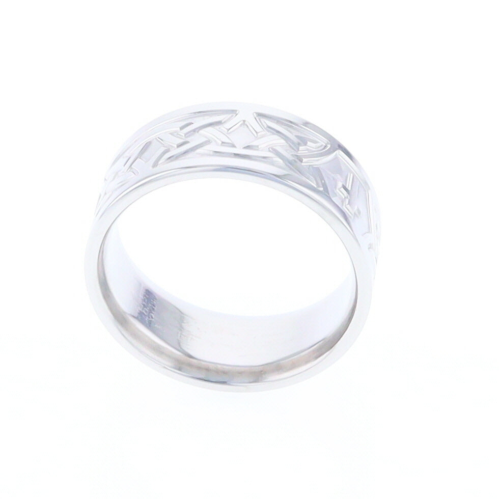 Cobalt Cross and Celtic Design Men's Ring