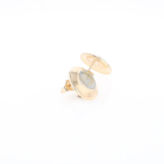 Superior Quality Gold Quartz Inlaid Circle Stud Earrings