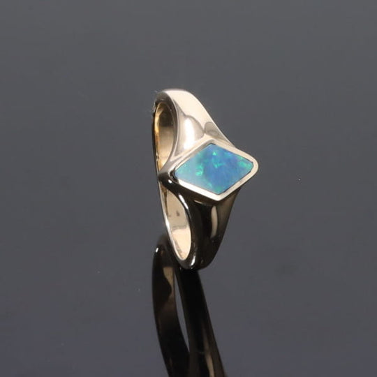 Opal Rings Diamond Shape Inlaid Design