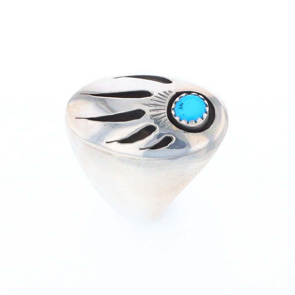 Mens Native Turquoise Bear Claw Ring