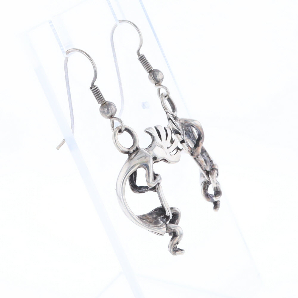 Silver Kokopelli Dangle Earrings