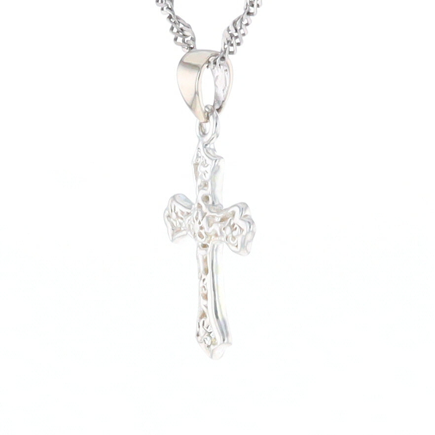 Sterling Silver Flower Cross Pendant