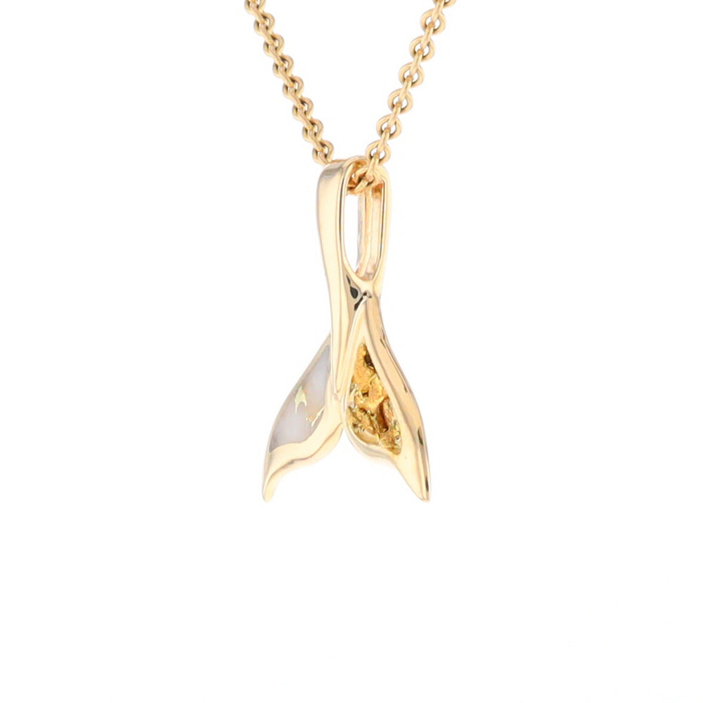 Whale Tail Necklaces Natural Gold Quartz and Nuggets Inlaid Pendant