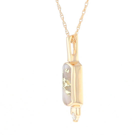 Gold Quartz Pendant with 0.04ctw Diamond Accent