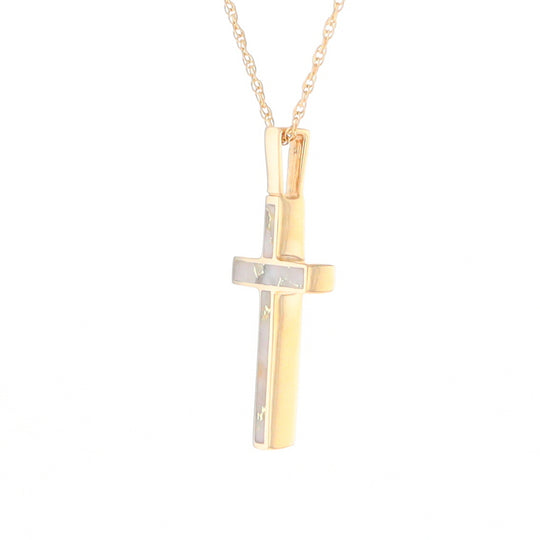 Three Section Gold Quartz Cross - G2