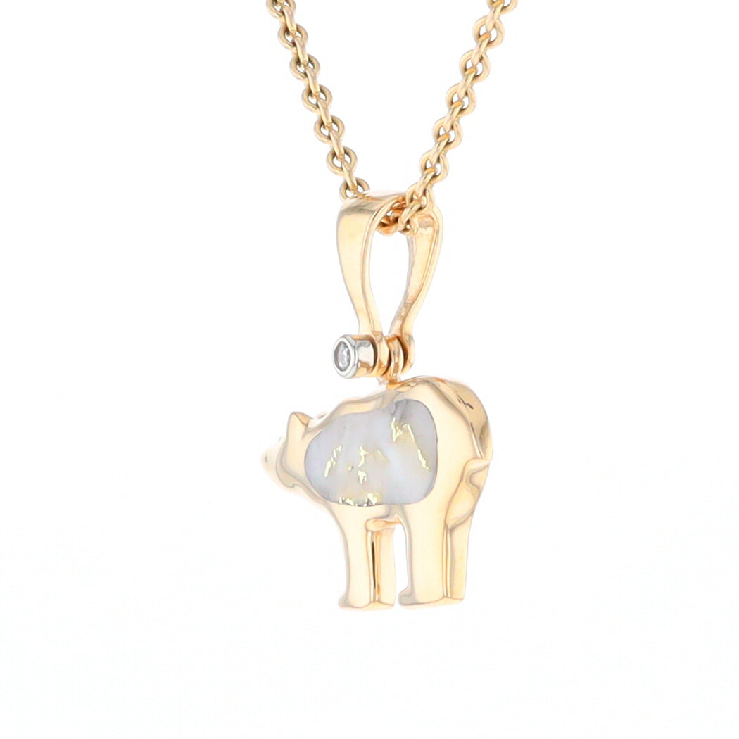 Gold Quartz Inlaid Polar Bear Pendant