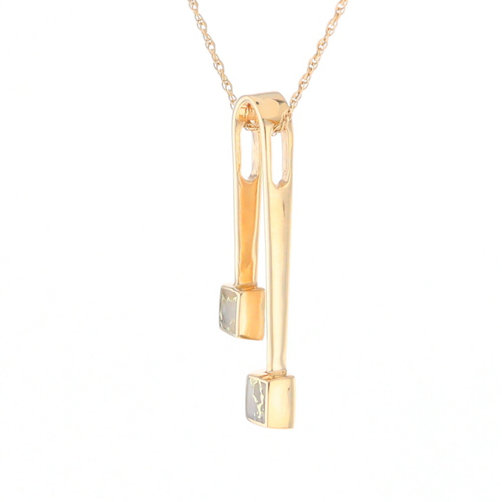 Gold Quartz 2 Square Curved Bar Pendant