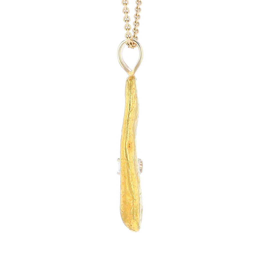 20K Natural Nugget Pendant with Diamond Accent