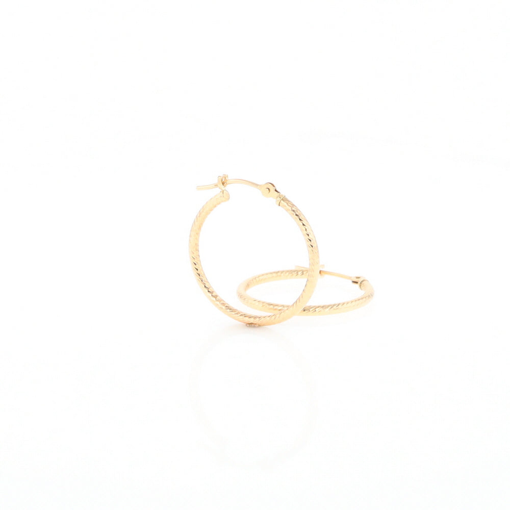 Gold Ribbed Hoop Earrings