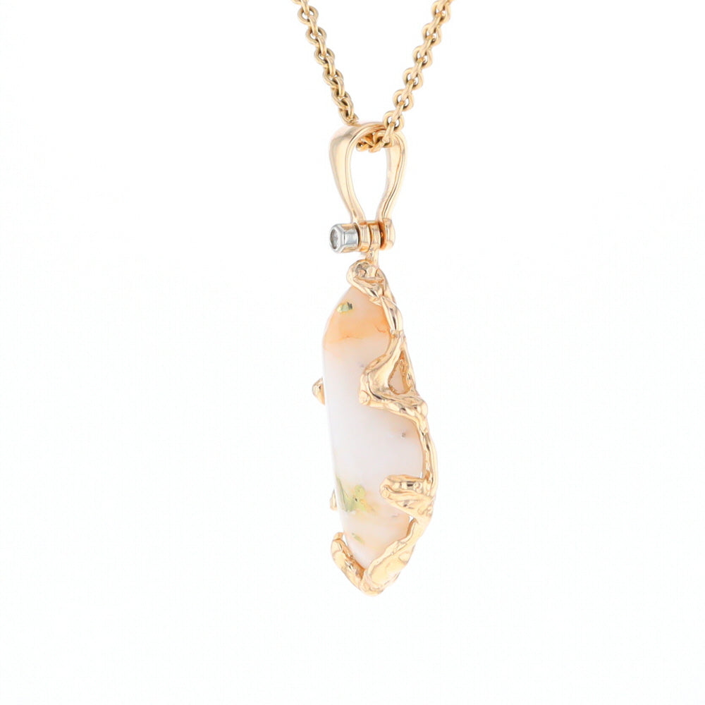 Gold Quartz Freeform Pendant