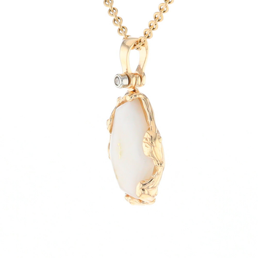 Gold Quartz Freeform Pendant