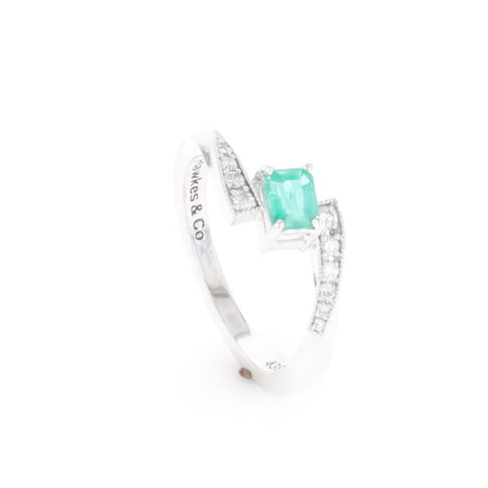 Emerald Twist Ring with Diamond Accents