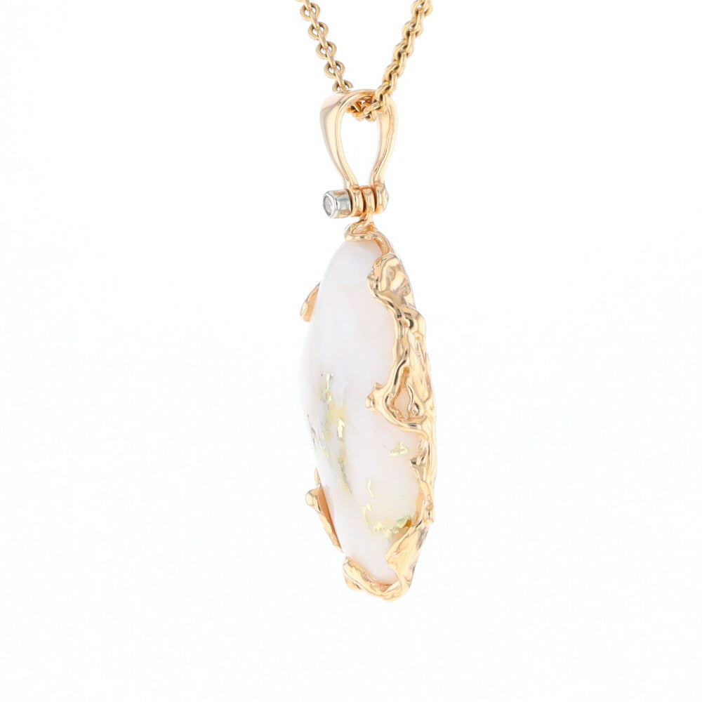 Gold Quartz Freeform Pendant