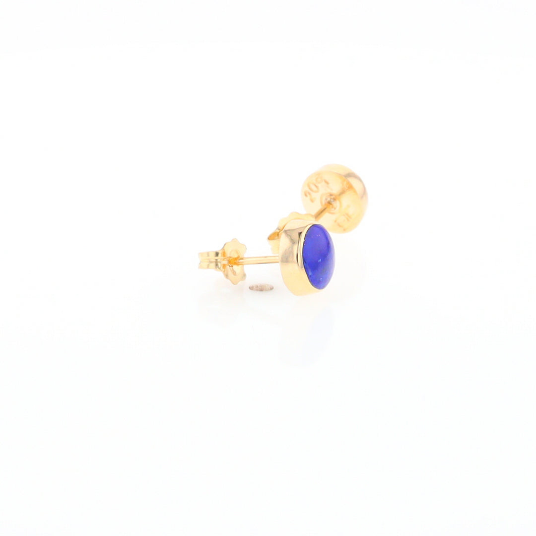 Lapis 6mm Round Inlaid Earrings