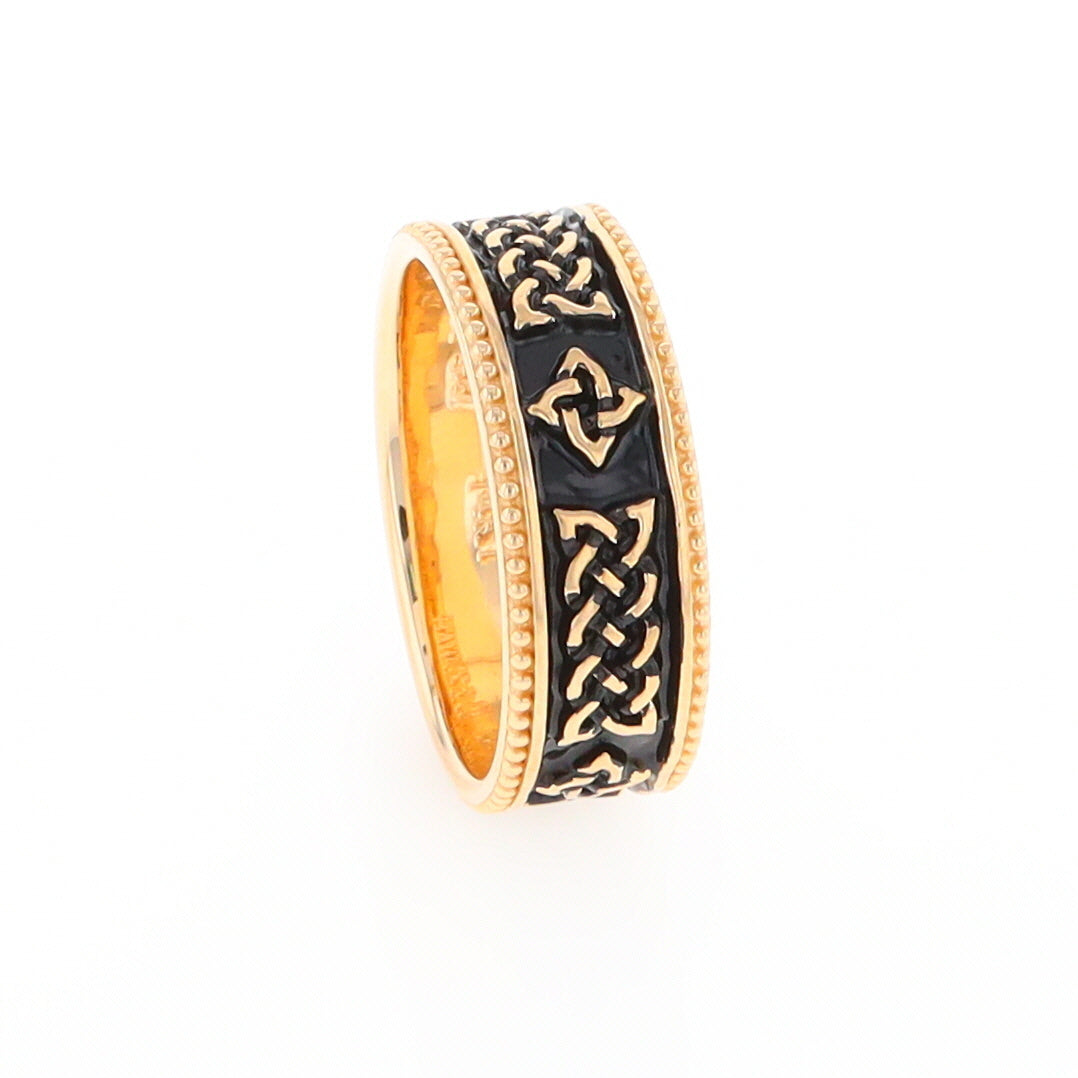 Celtic Knot Black and Gold Wedding Band