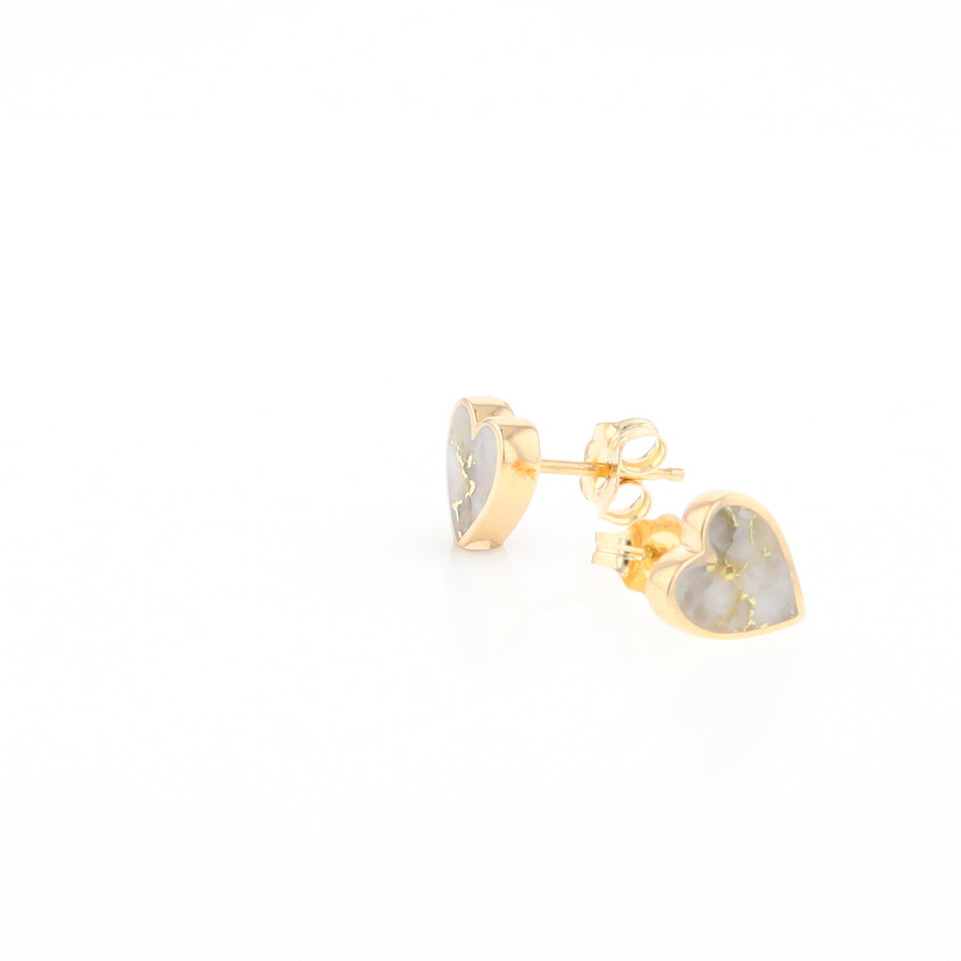 Gold Quartz Heart Stud Earrings - G2