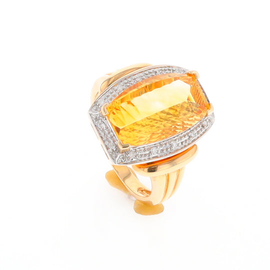 Fancy Cut Citrine Diamond Halo Ring