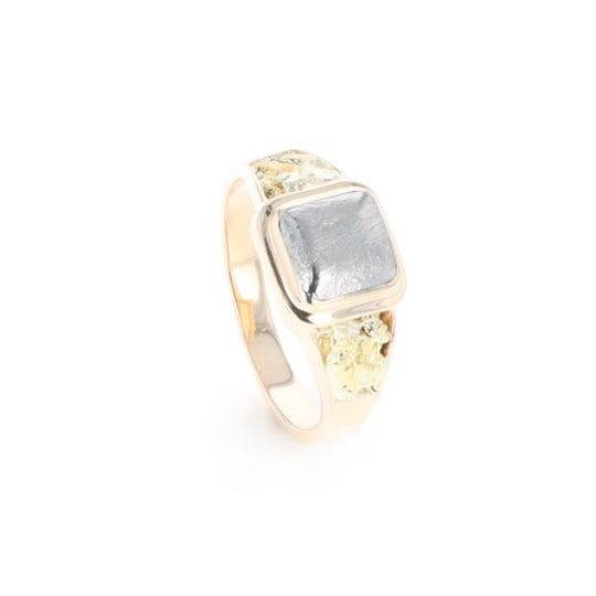 Meteorite & Gold Nugget Ring