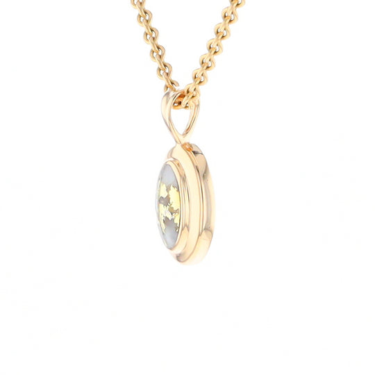 Gold Quartz Necklace Oval Inlaid Design Pendant