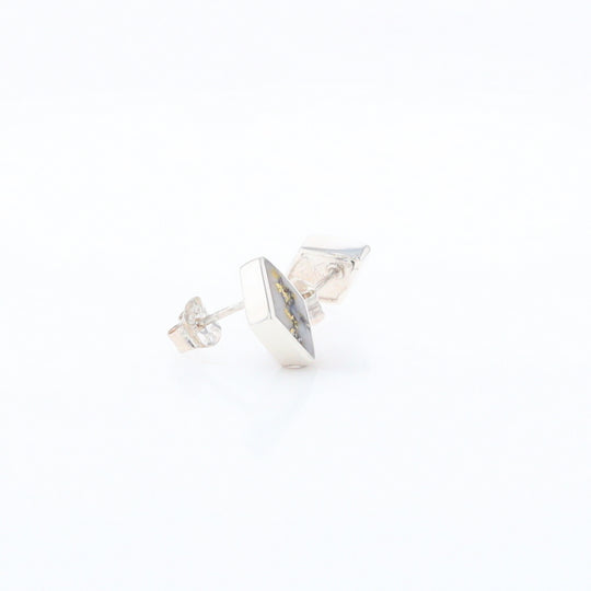 Sterling Silver Gold Quartz Inlaid Diamond Stud Earrings - G3