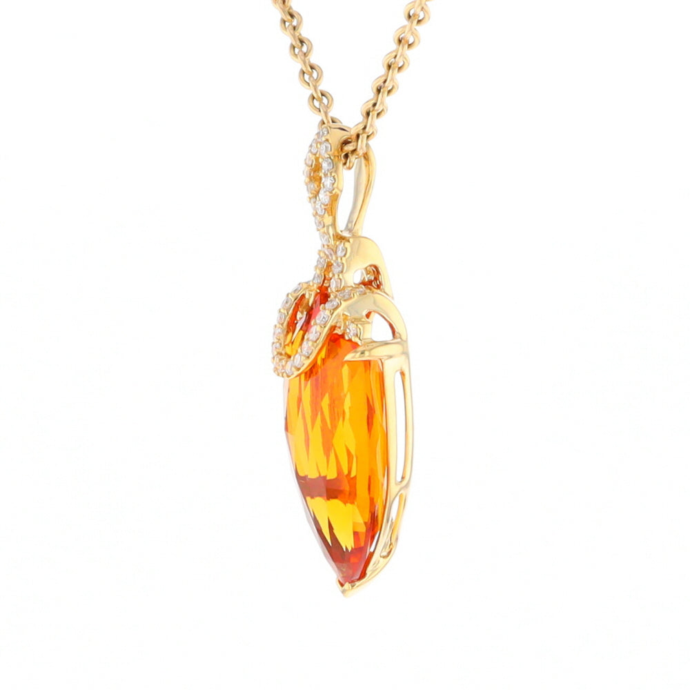 Citrine Pendant with Diamond Bail