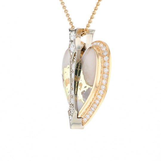 Gold Quartz Necklace Cupid's Revenge 2.24ctw Diamonds Heart Pendant