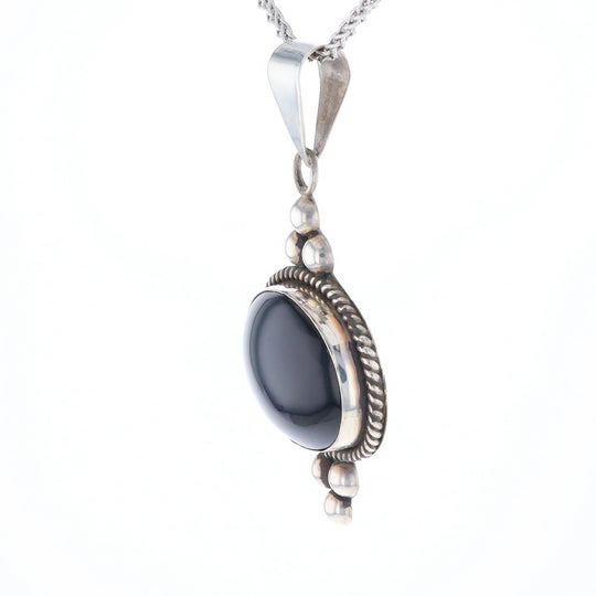 Bezel Set Onyx Beaded Pendant