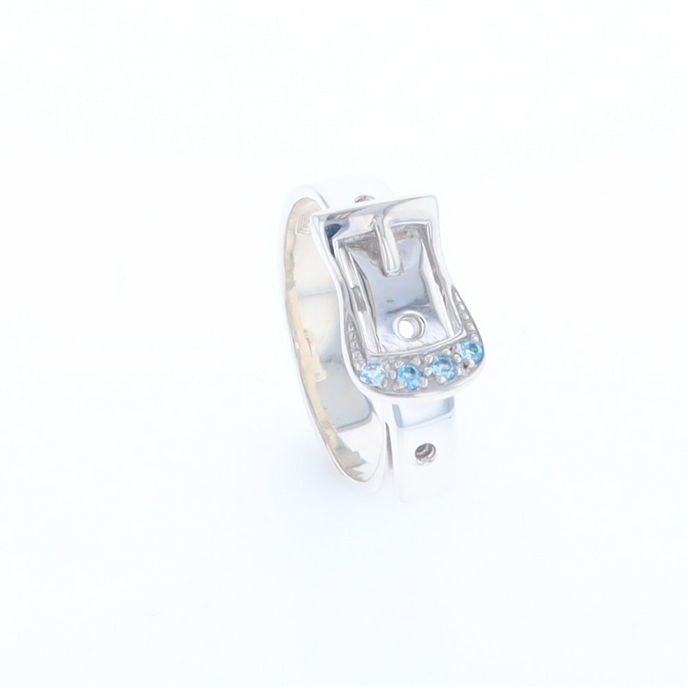 Silver Blue Topaz Belt Ring