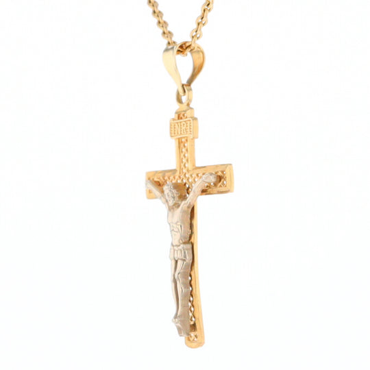 Two Tone Gold Crucifix Pendant