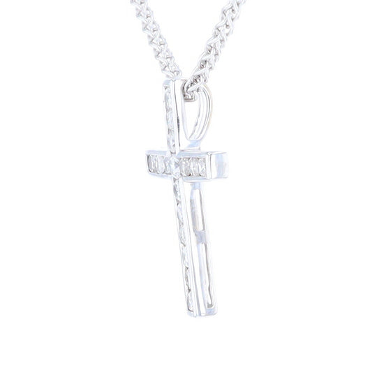 Channel Set Diamond Cross Pendant