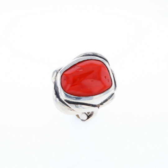 Native Oval Coral Free Form Ring