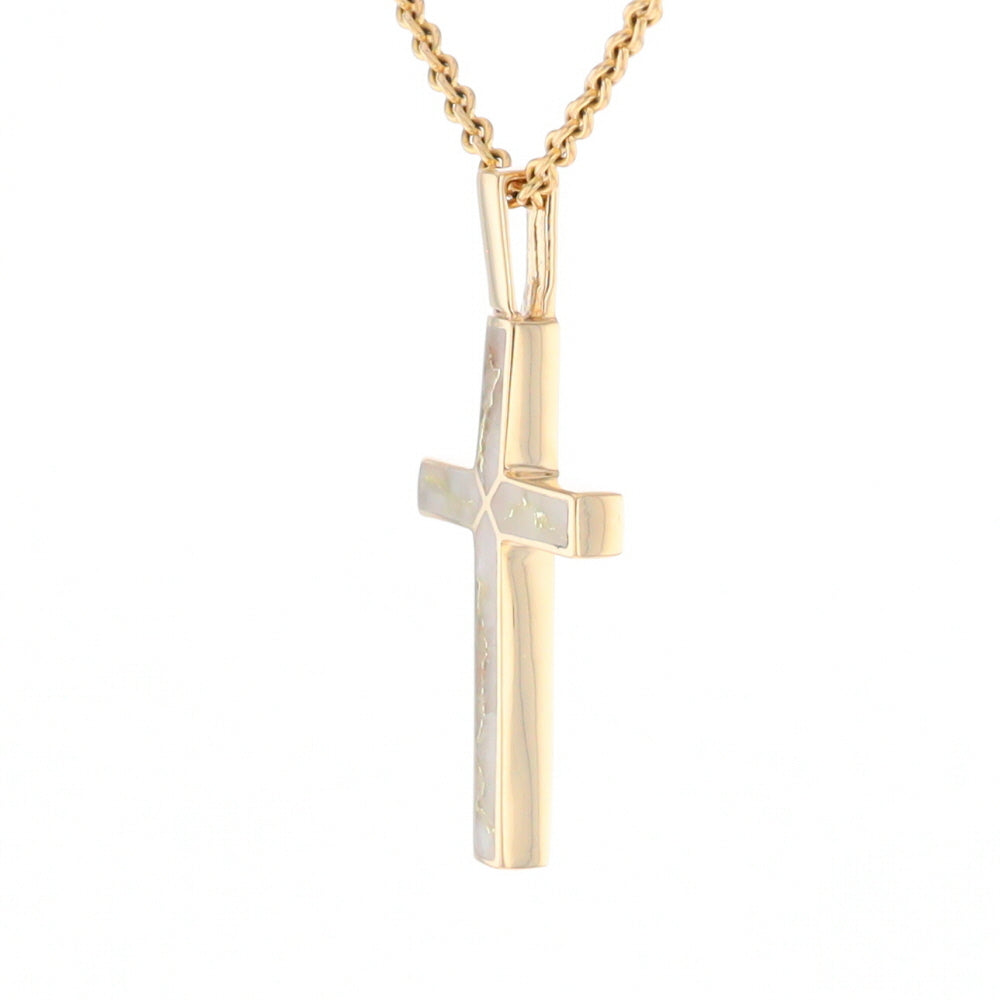 Gold Quartz Pendant 4 Section Inlaid Cross Pendant