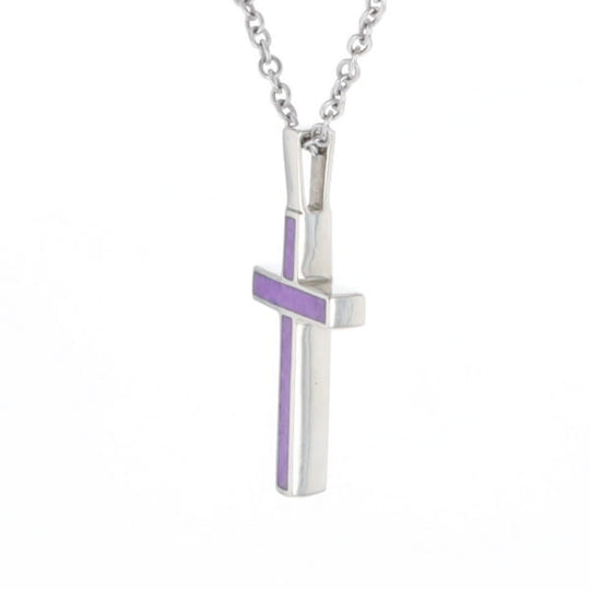 Sugilite 3 Section Inlaid Cross Pendant