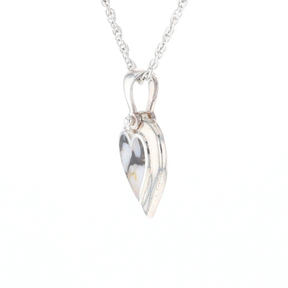 Sterling Silver Gold Quartz Inlaid Heart Pendant - G3