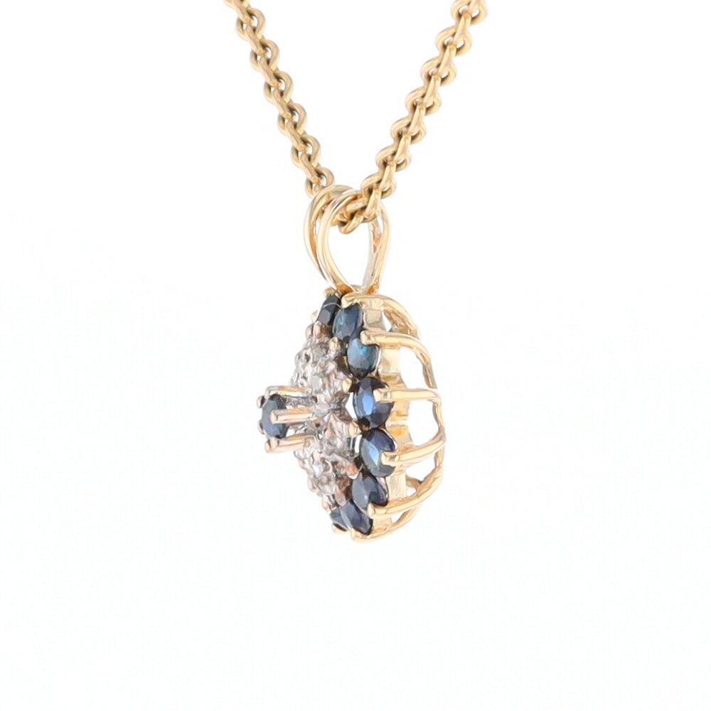 Round Diamond & Sapphire Cluster Pendant