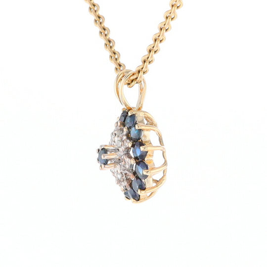 Round Diamond & Sapphire Cluster Pendant