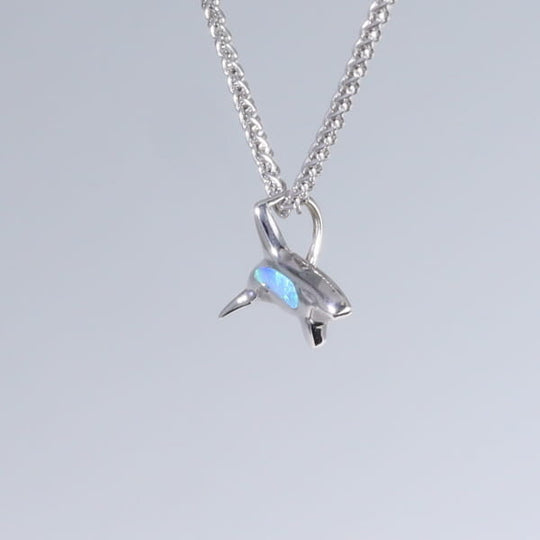 Opal Pendant Inlaid Realistic Orca Killer Whale Design
