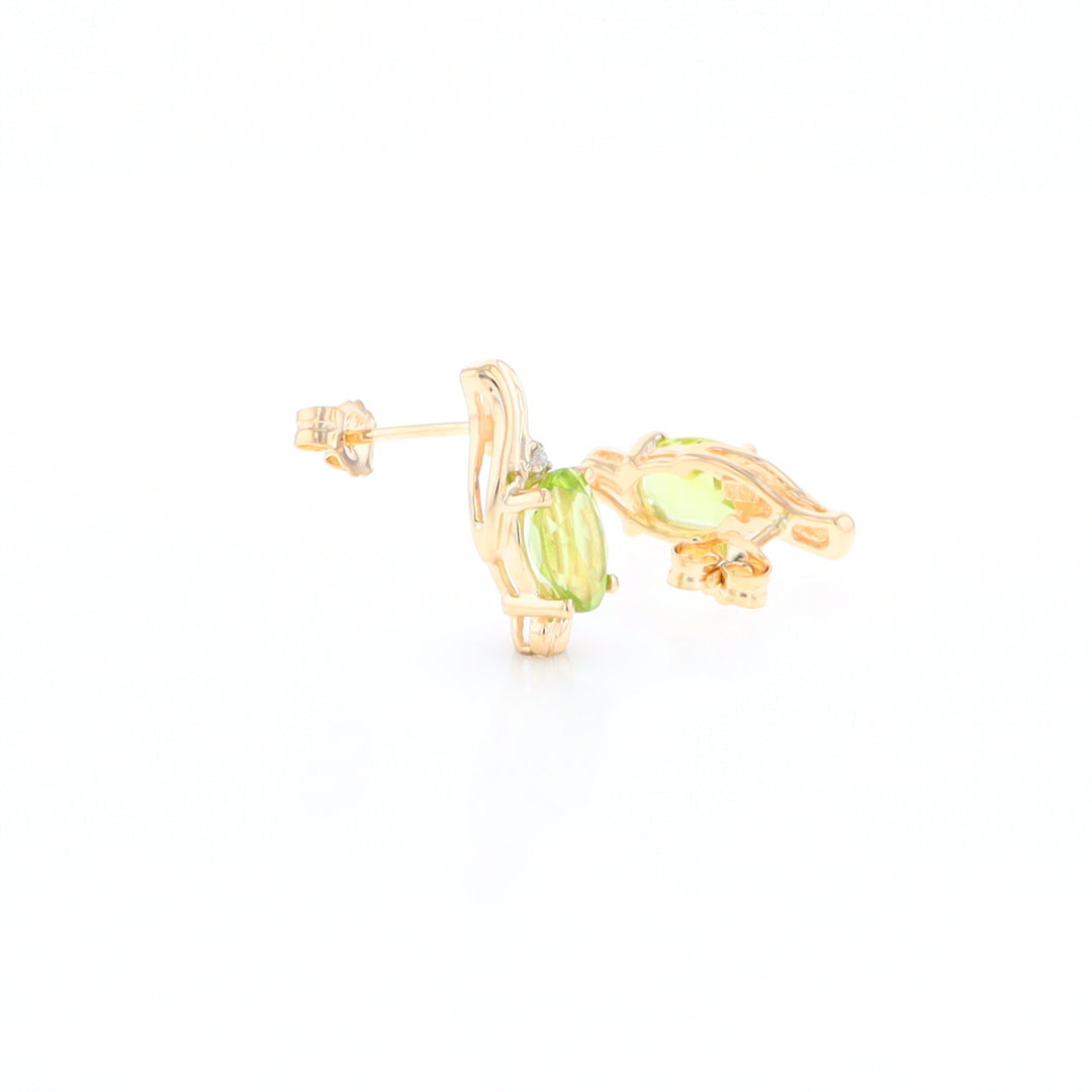 Peridot Ribbon Stud Earrings