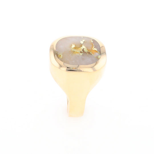 Gold Quartz Ring, Rectangle Inlaid Center