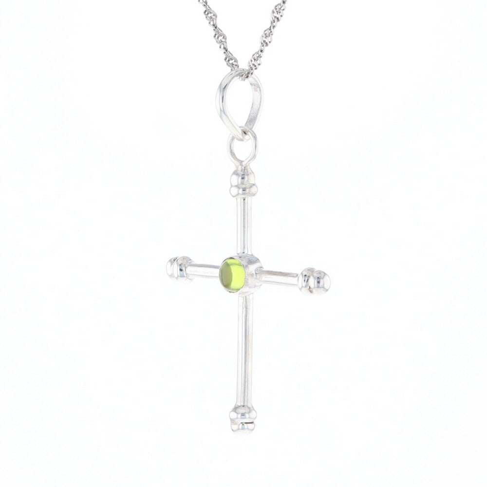 Silver Peridot Cross