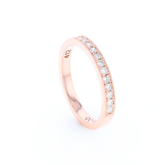 Rose Gold Milgrain Diamond Wedding Band