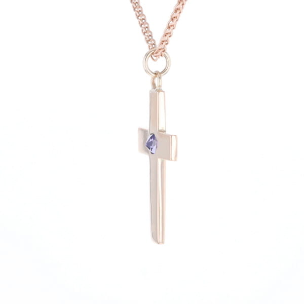 Cross Pendant with Purple Sapphire