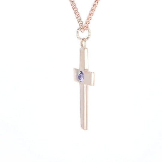Cross Pendant with Purple Sapphire