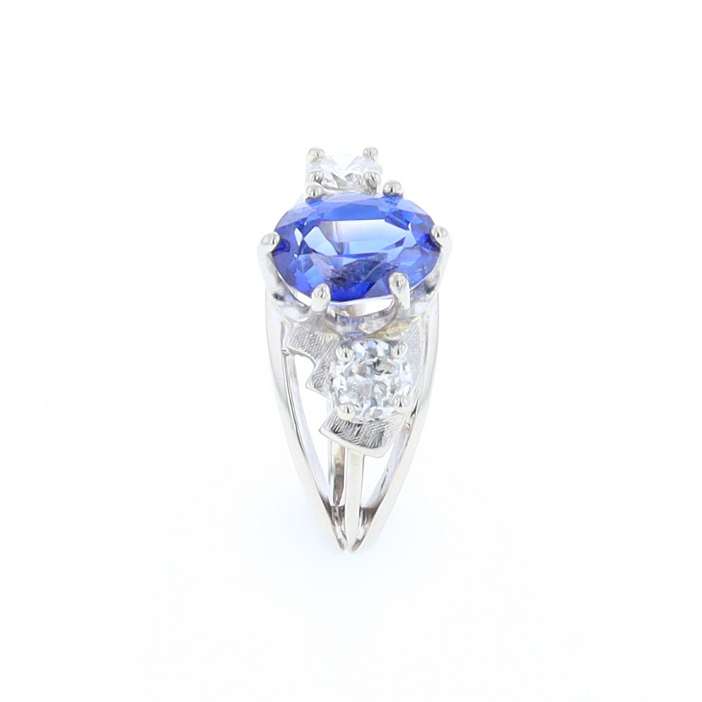 Oval Sapphire Ring with Diamond Side Accents